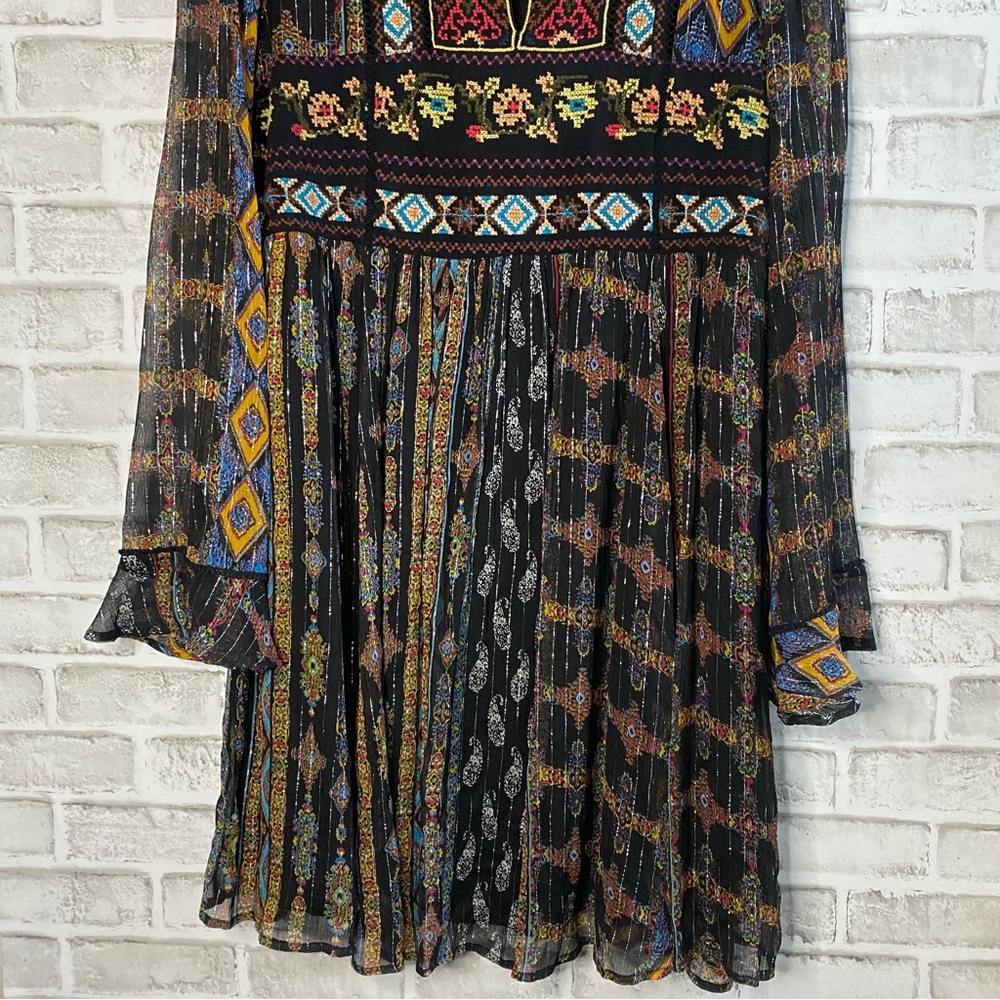 Bohemian Embroidered Mini Dress - Black Multi - Picture 5 of 11